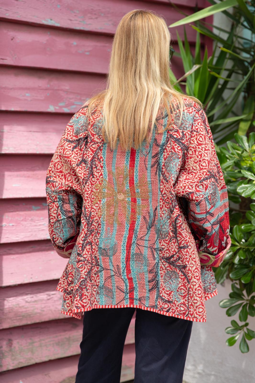 Old kantha embroidery reversible jacket