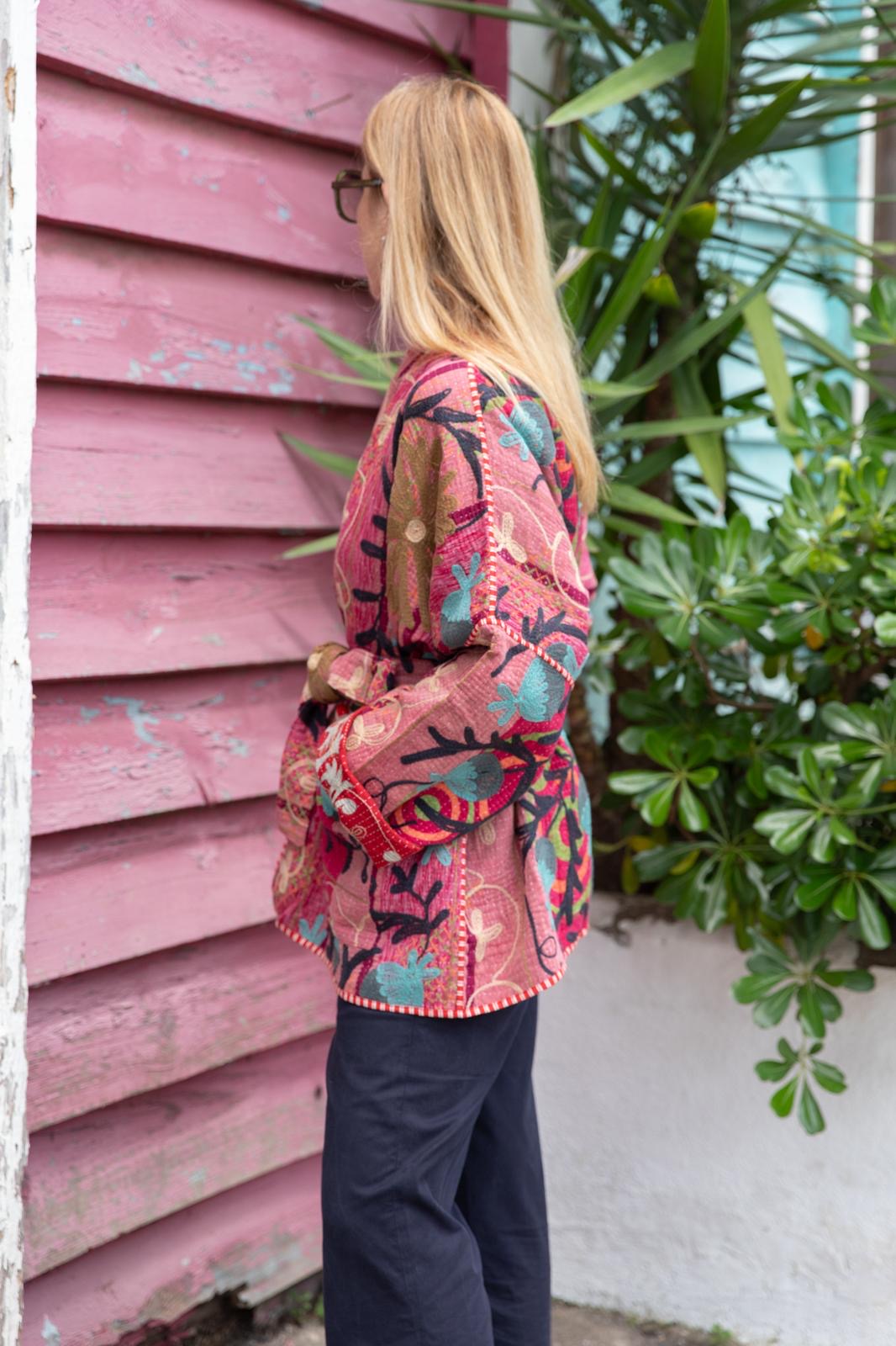 Old kantha embroidery reversible jacket