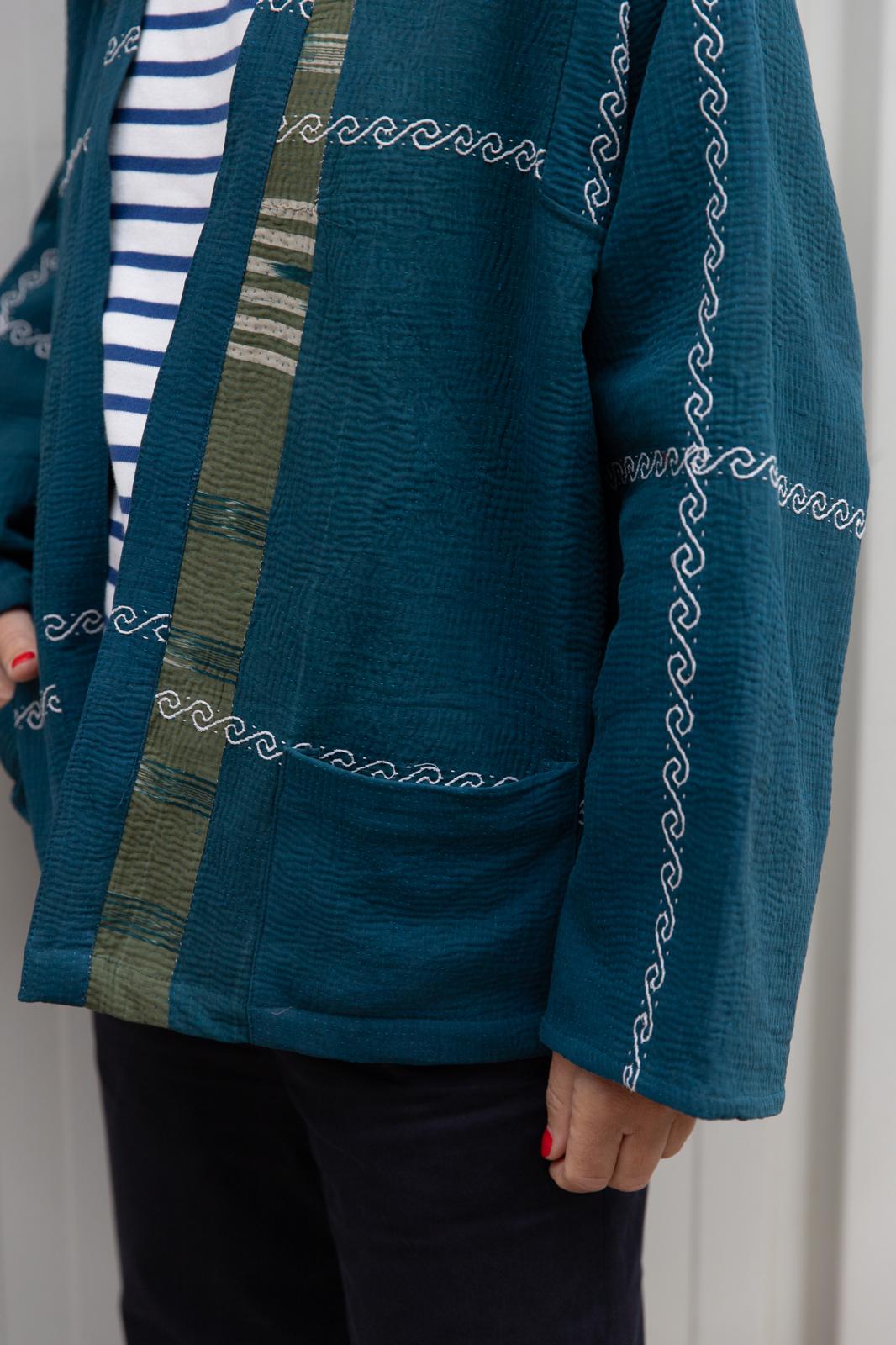 Old Kantha reversible short jacket