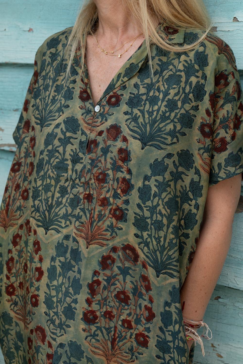 Silk Assam Kaftan Dress