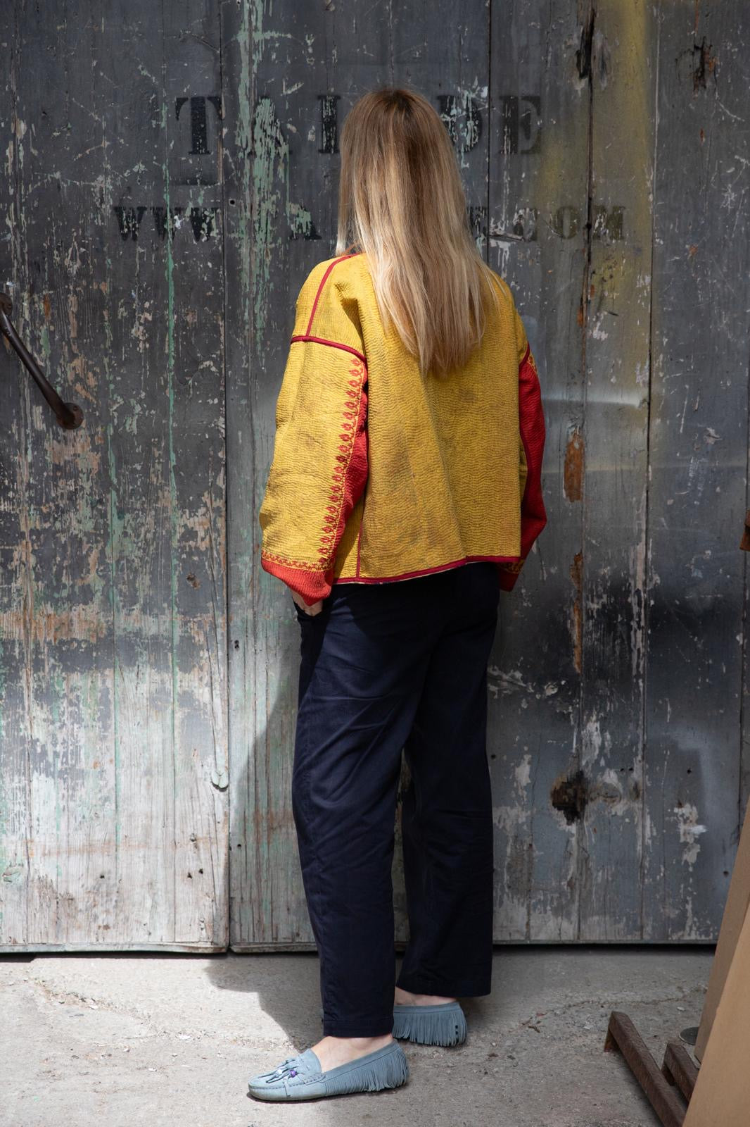 Old Kantha reversible short jacket