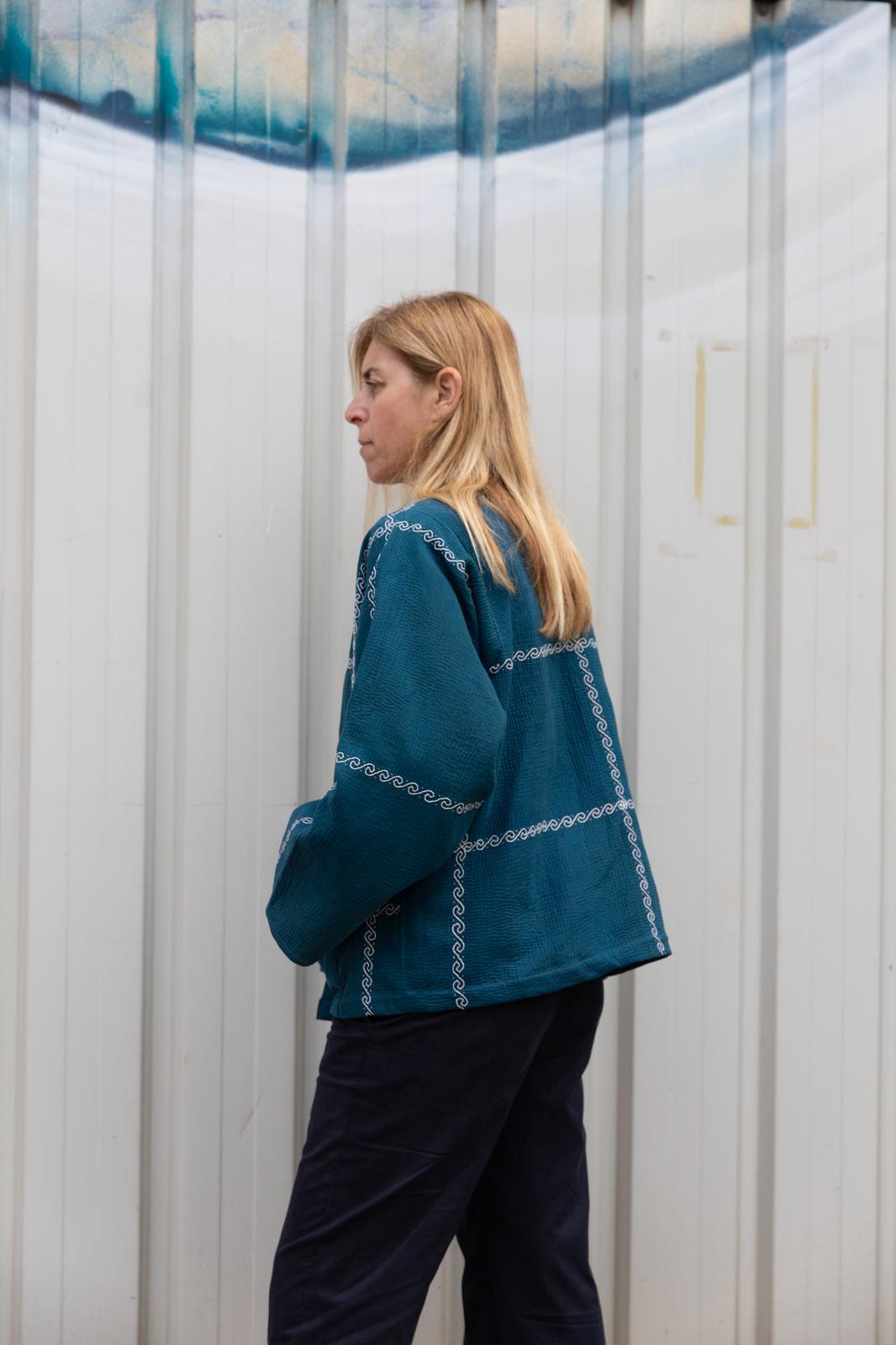 Old Kantha reversible short jacket