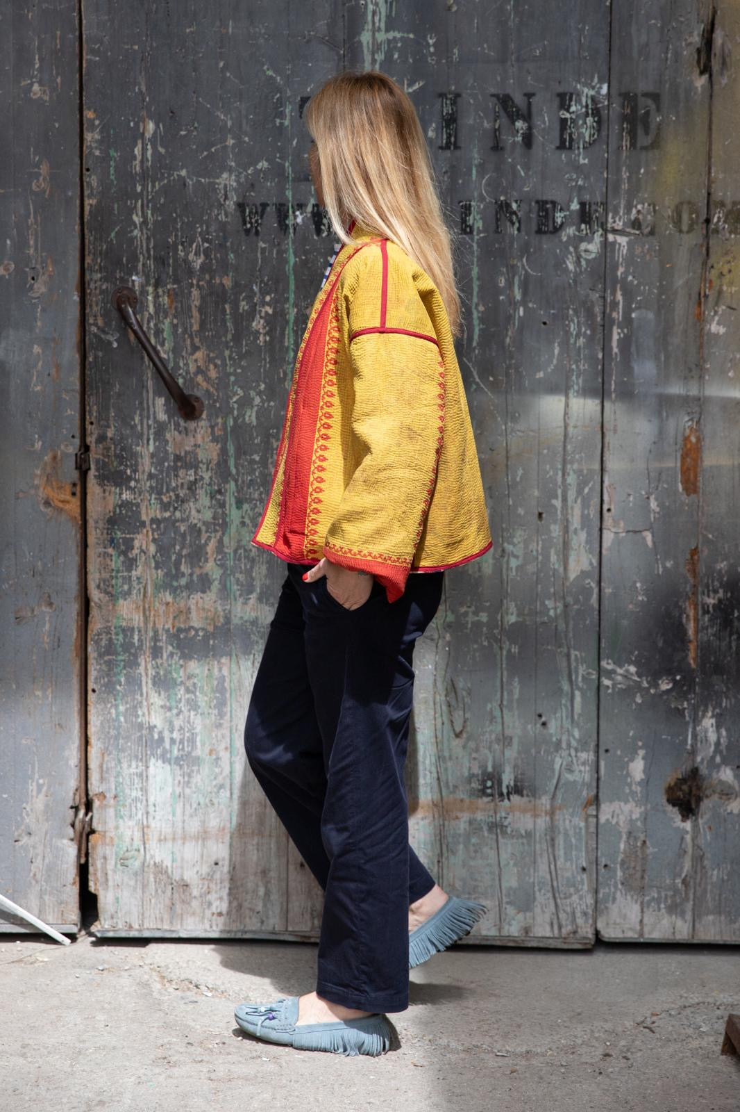 Old Kantha reversible short jacket