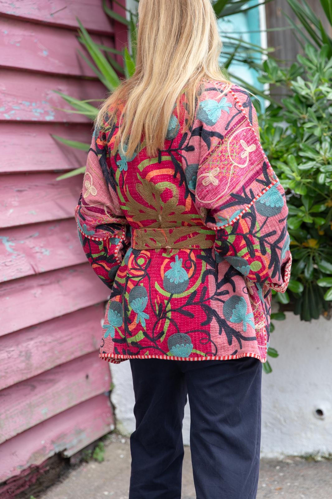 Old kantha embroidery reversible jacket