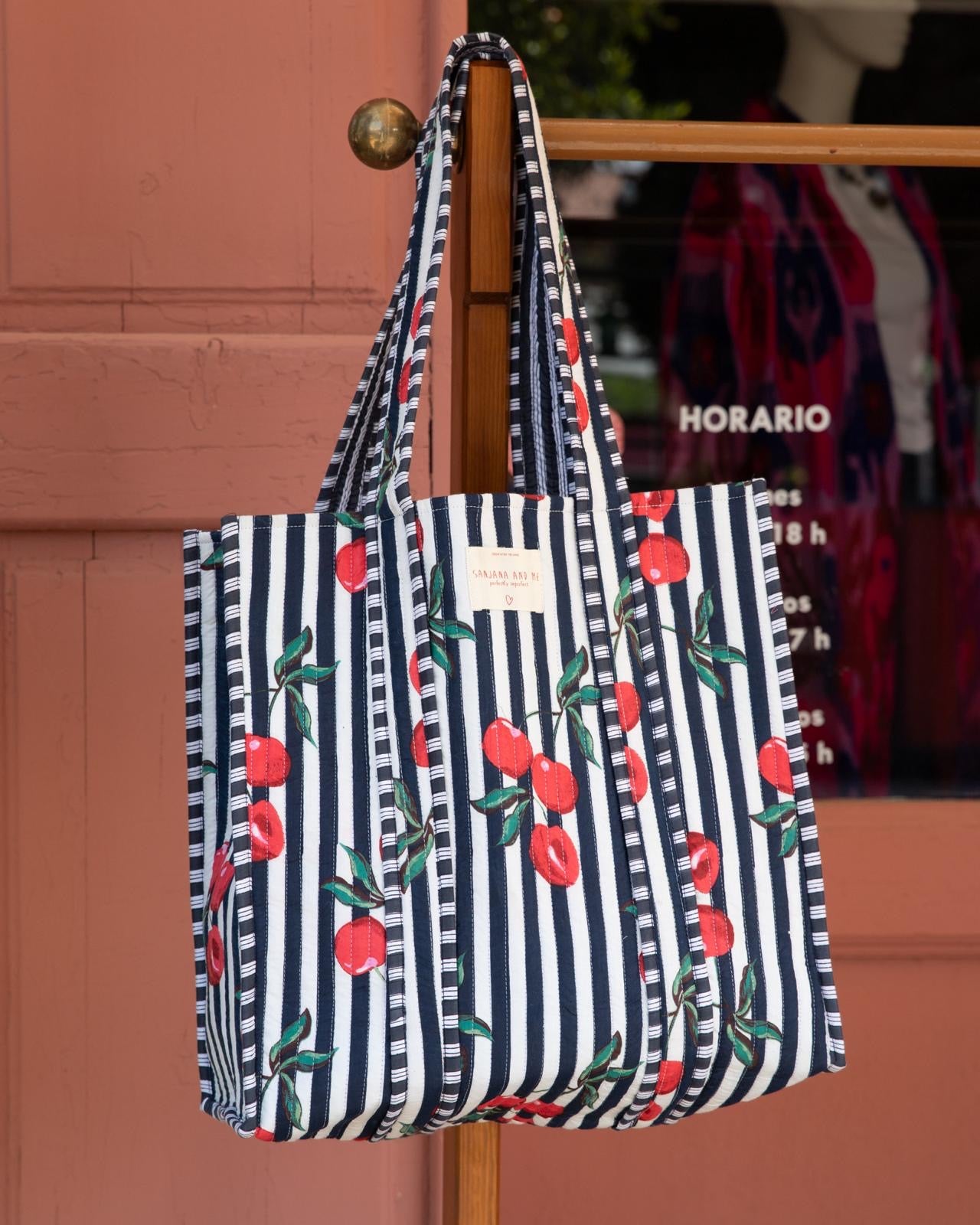 Quilted Cherry Blue Bag