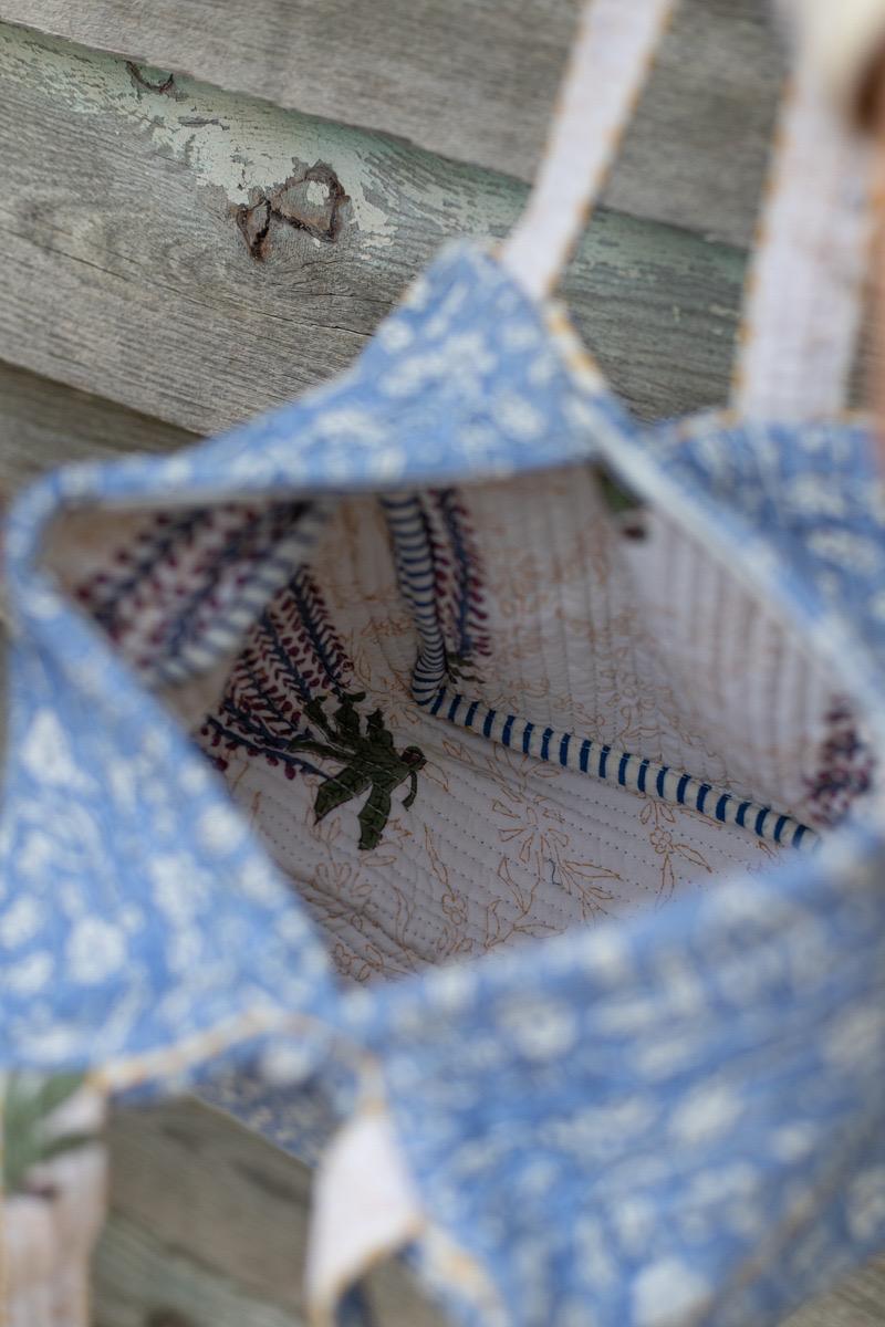 Hand block printed hand bag