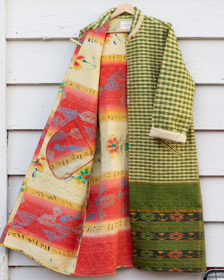 Saree quilted coat