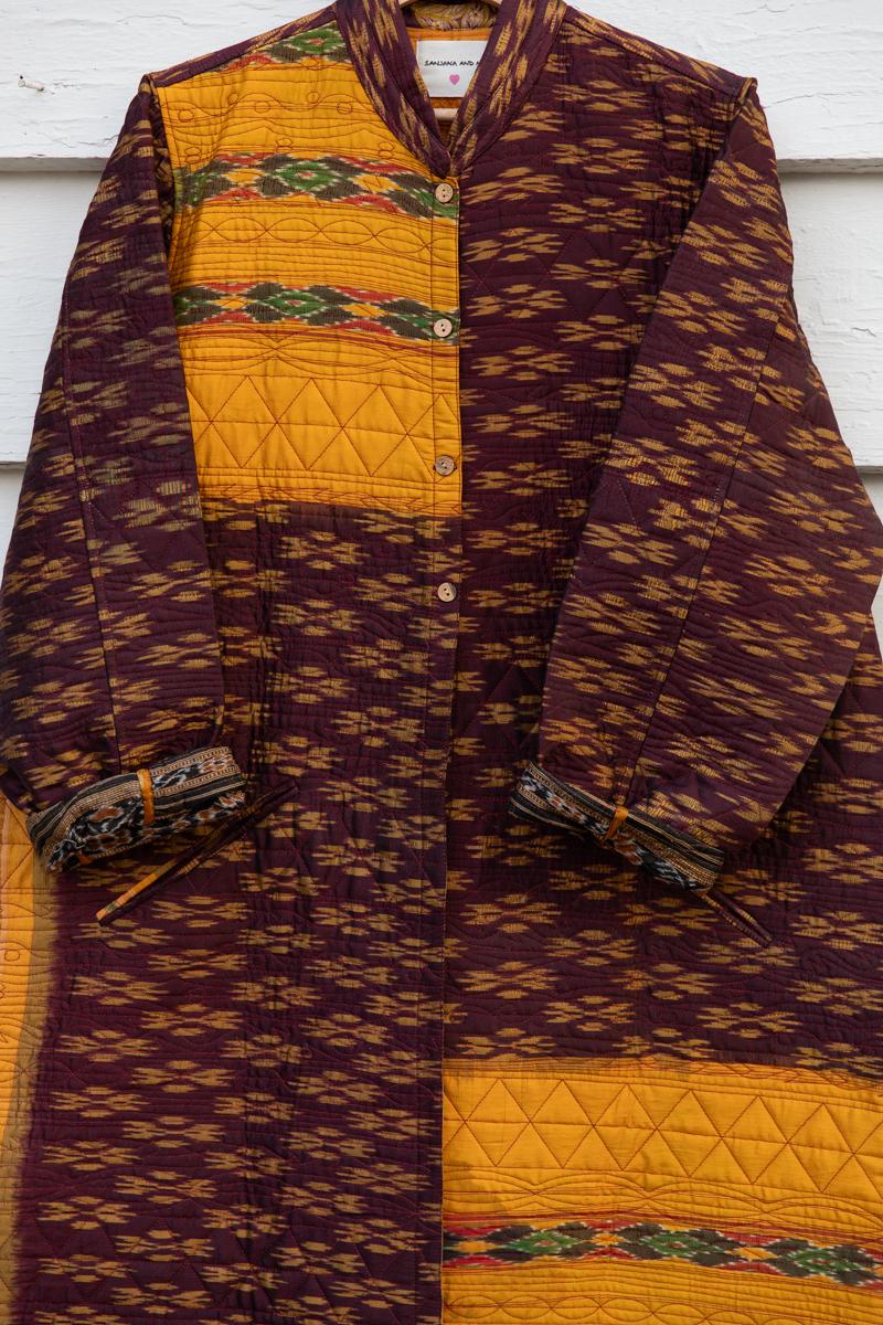 Saree quilted coat