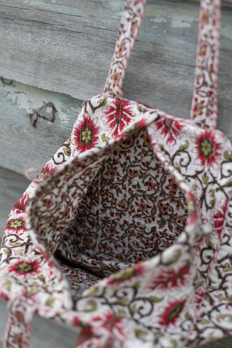 Hand block printed hand bag