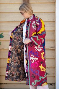 Long red Suzani kimono