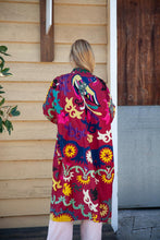 Load image into Gallery viewer, Long red Suzani kimono
