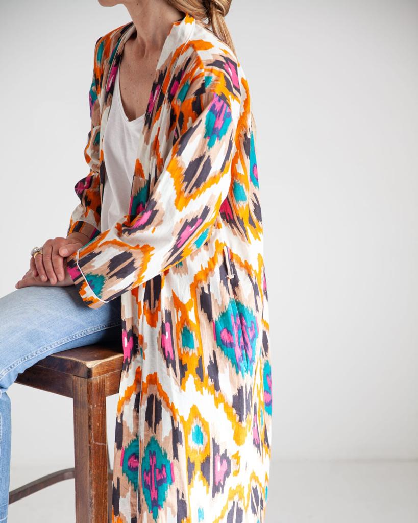 Cotton kimono ikat print