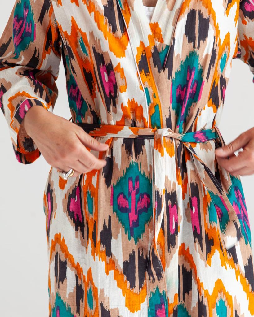 Cotton kimono ikat print