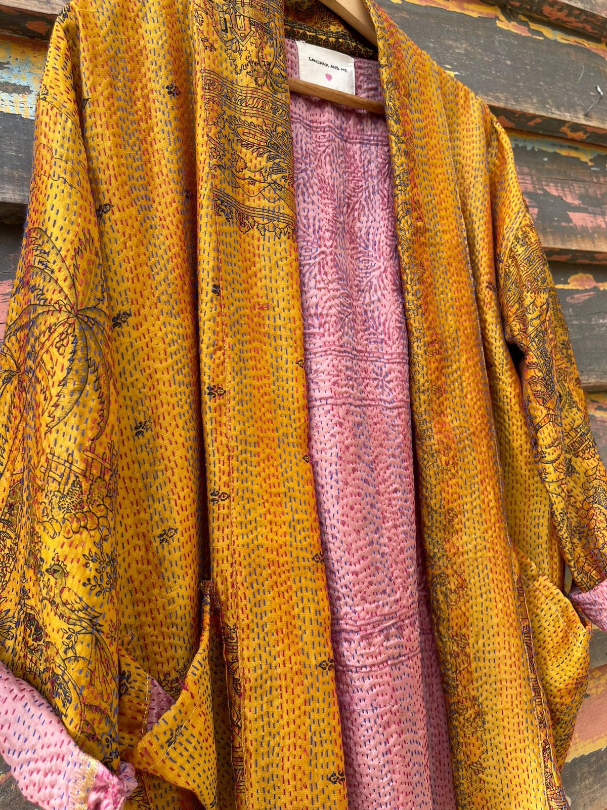 Silk vintage kantha kimono