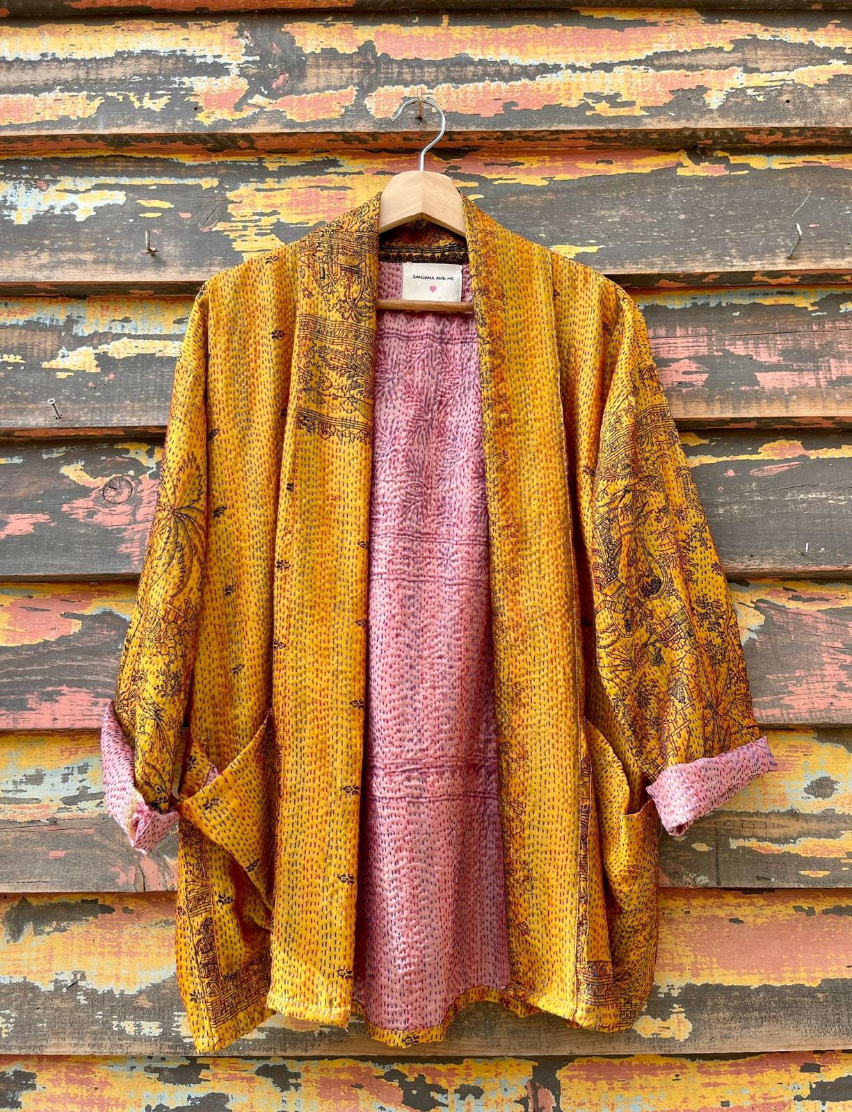 Silk vintage kantha kimono