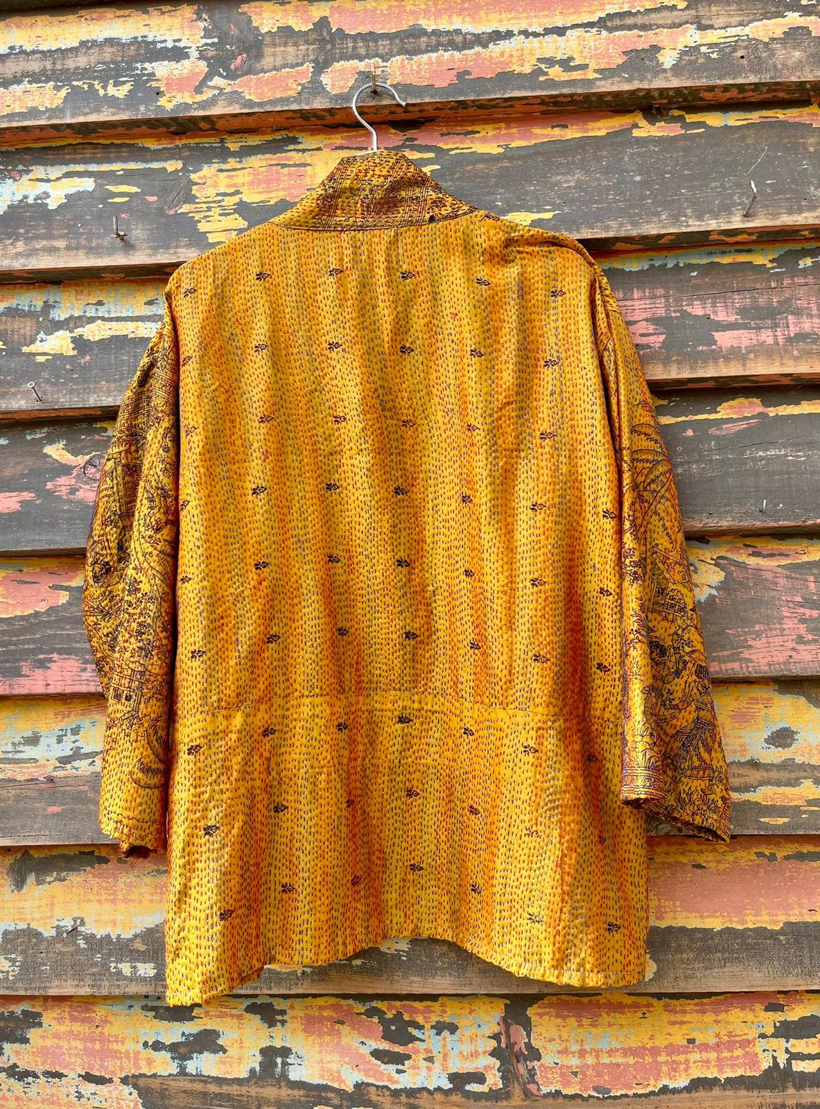 Silk vintage kantha kimono