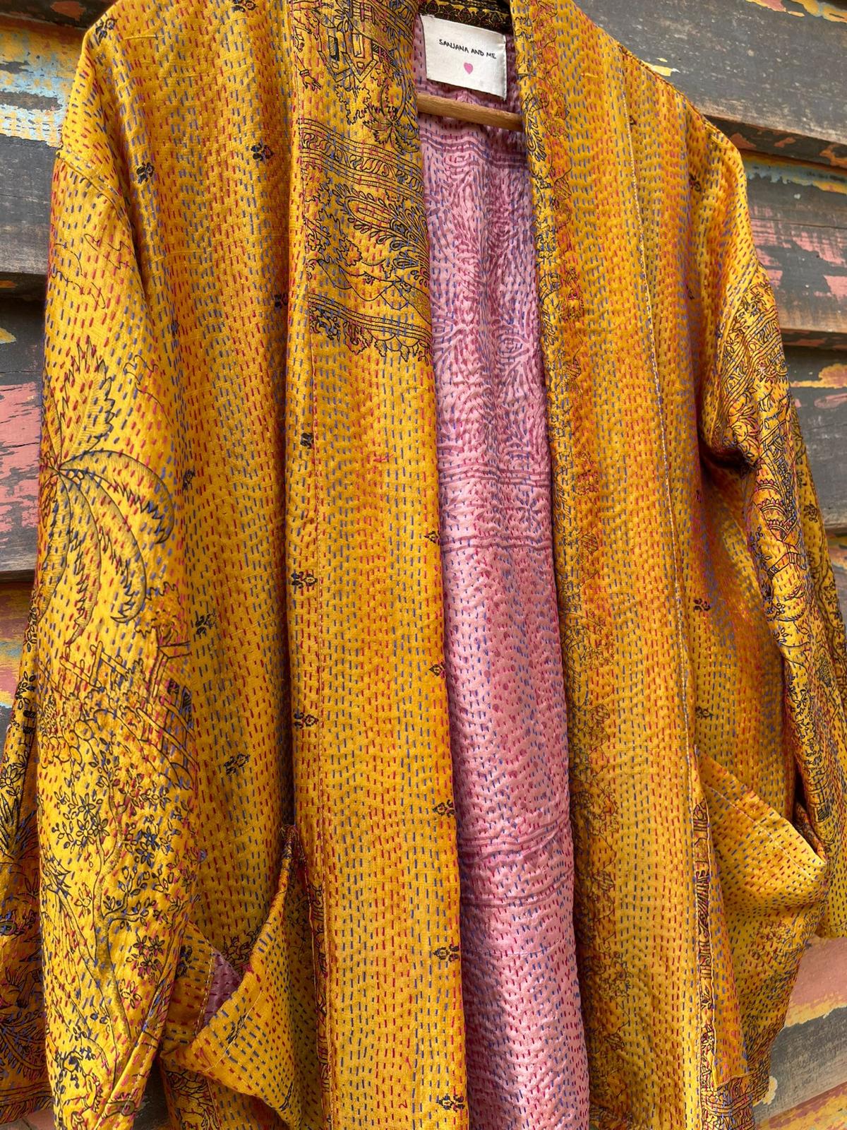 Silk vintage kantha kimono