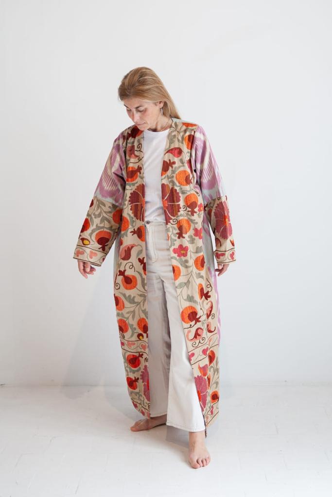 Long kimono Suzani + ikat