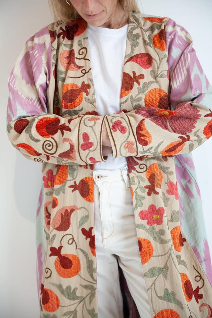 Long kimono Suzani + ikat
