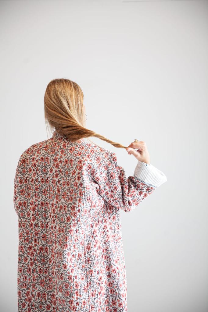 Block print reversible kimono