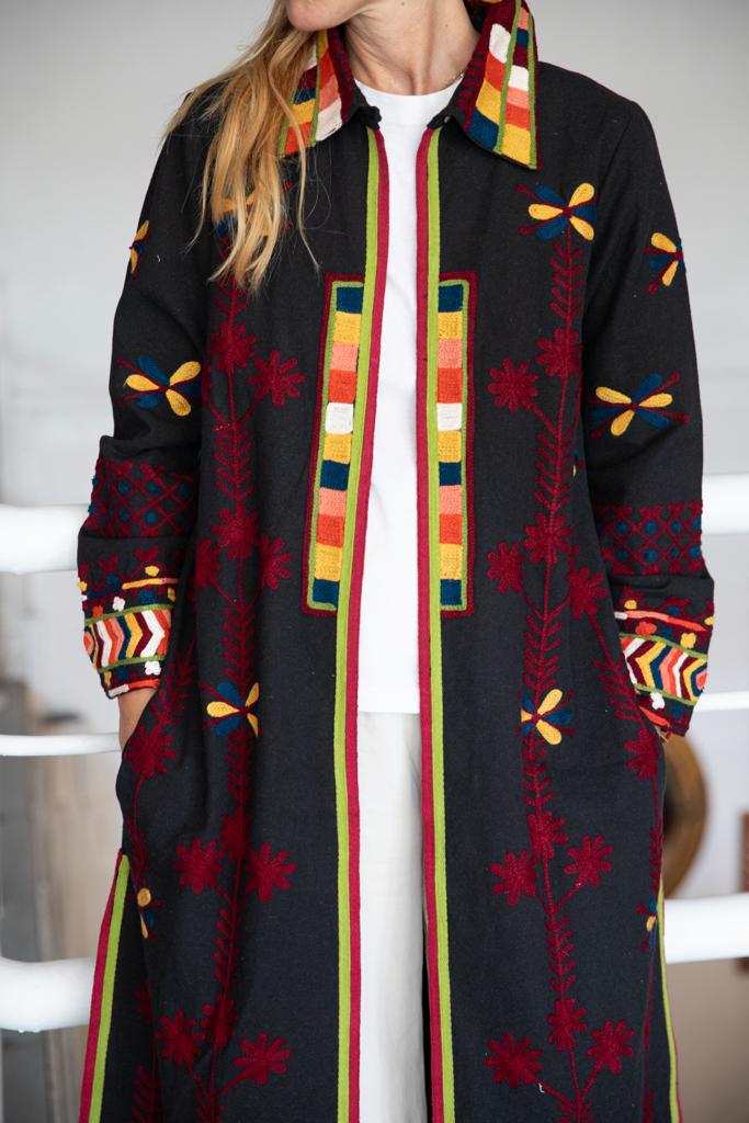 Embroidery cotton kimono