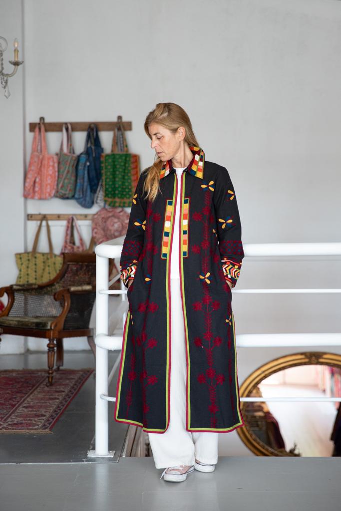 Embroidery cotton kimono