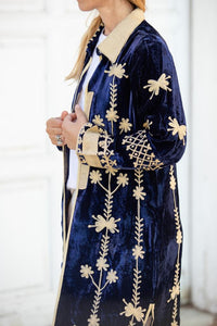 Silk velvet embroidered kimono