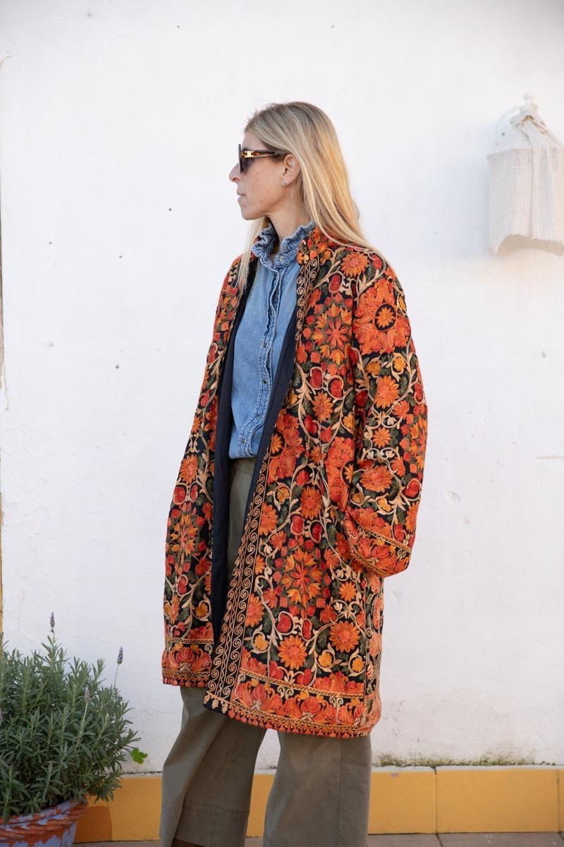 Embroidered kimono