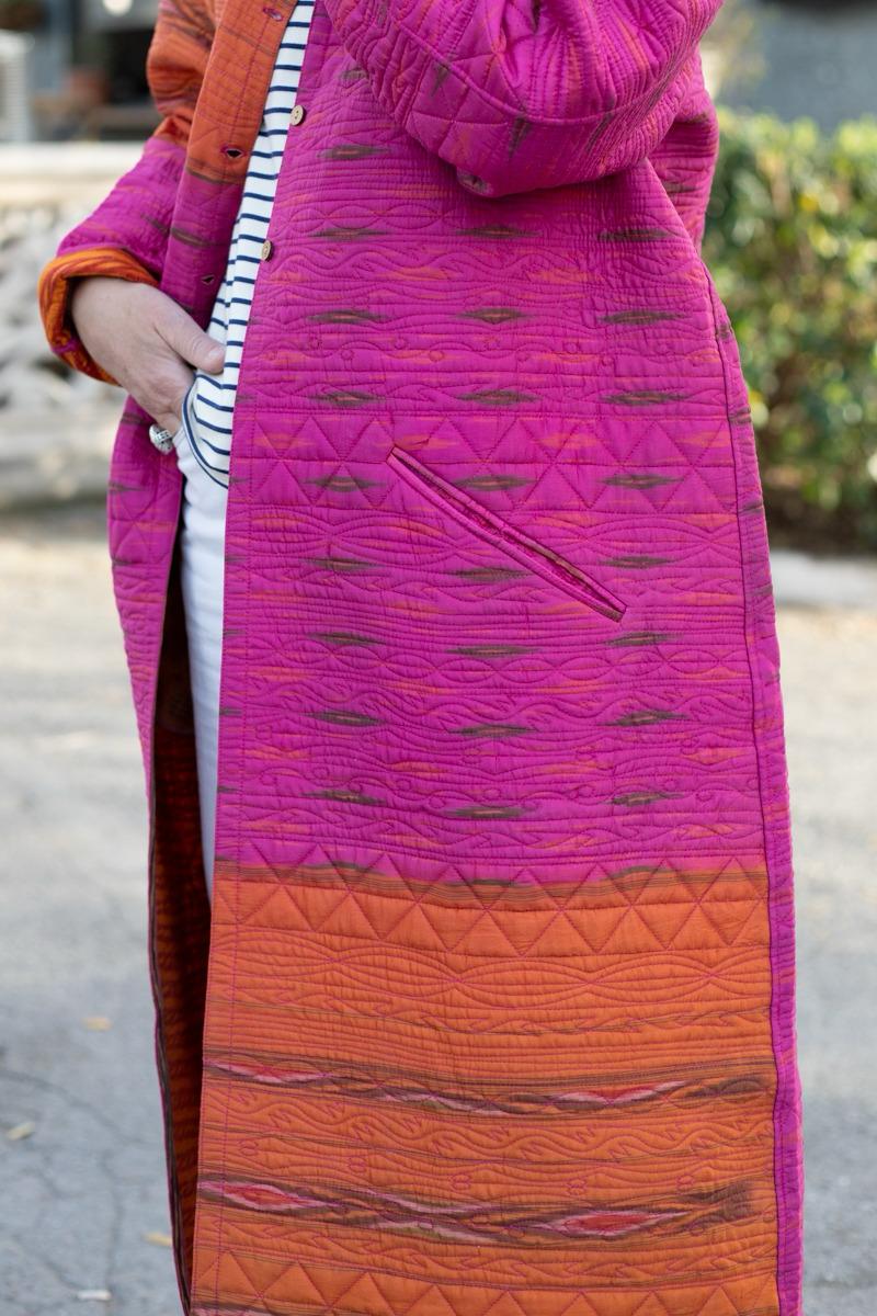 Saree quilted coat