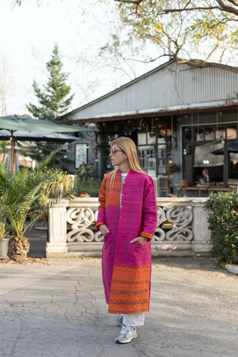 Saree quilted coat