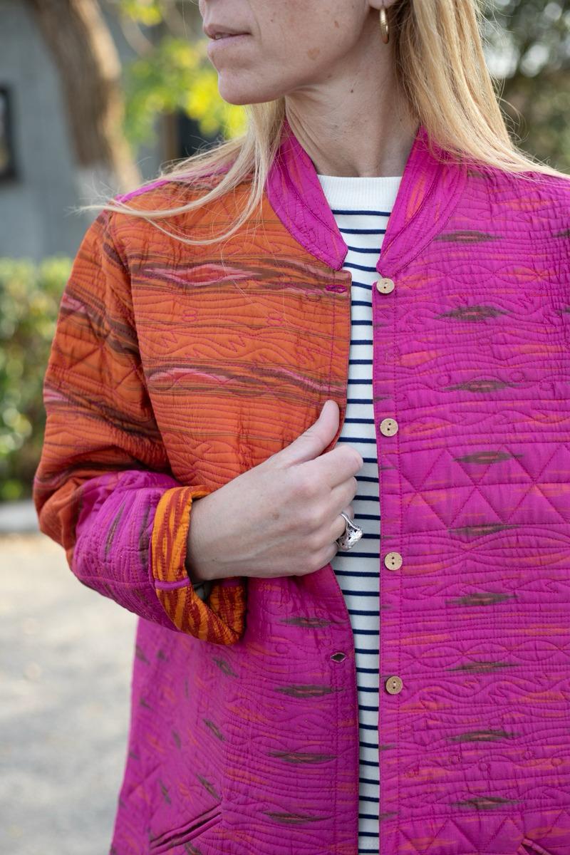 Saree quilted coat