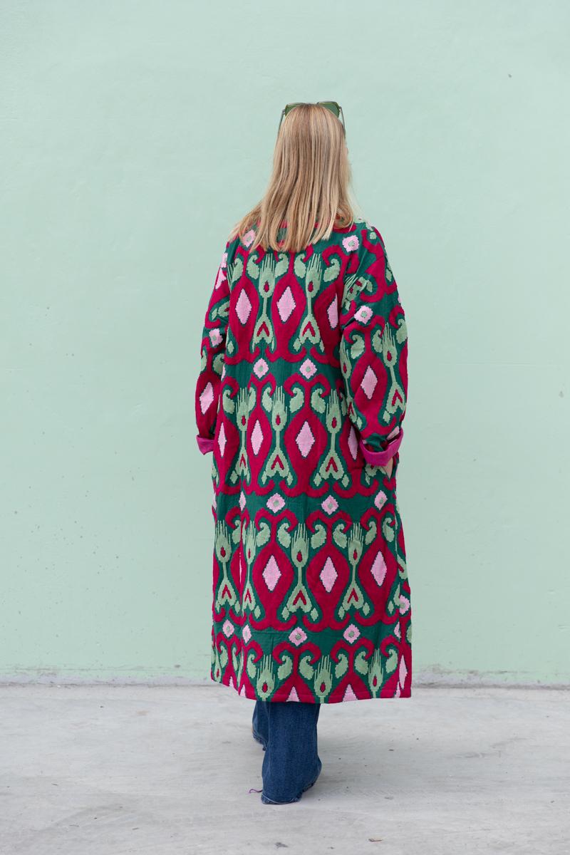 Capri cotton embroidery ikat kimono