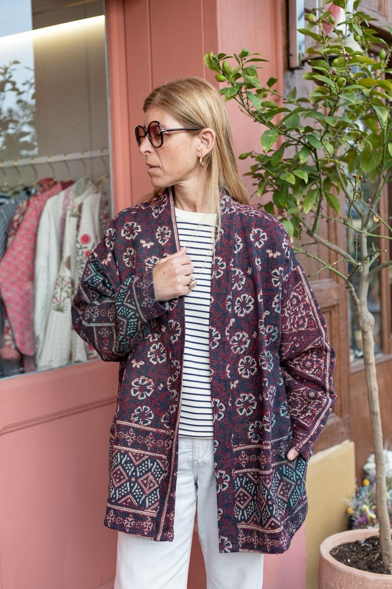 Short kantha kimono