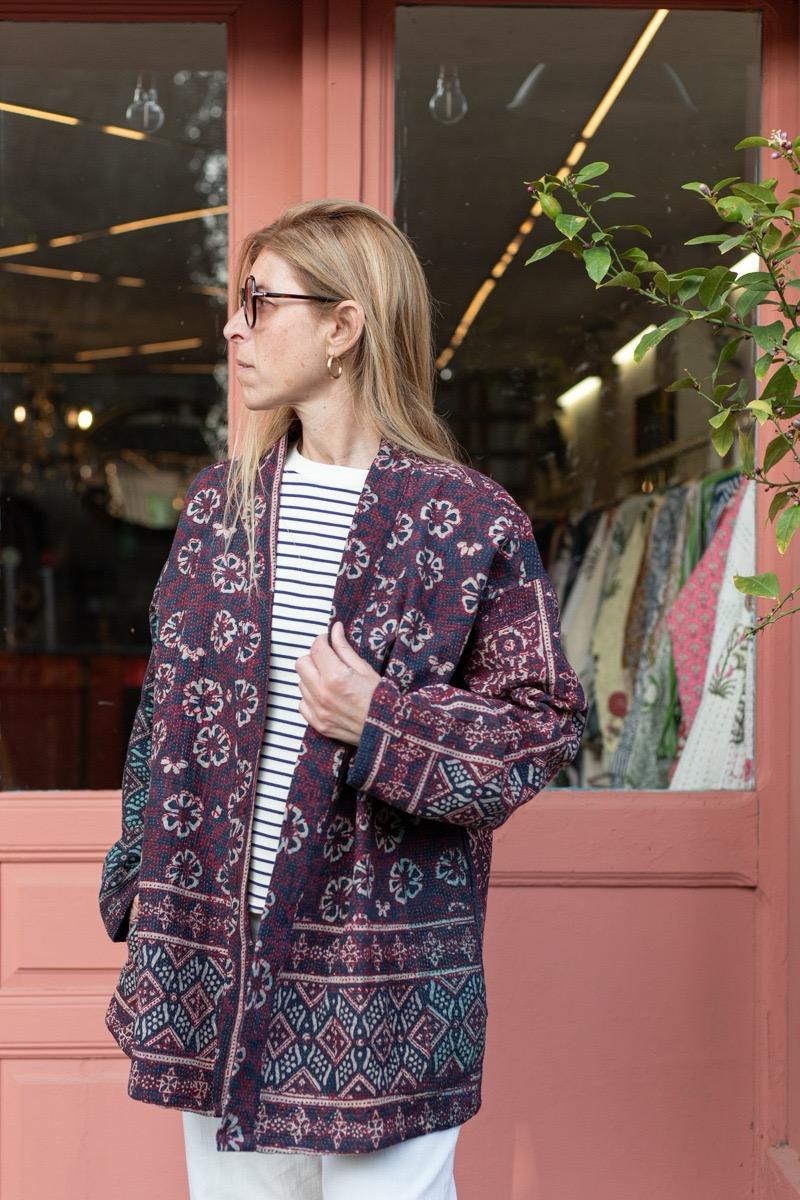 Short kantha kimono