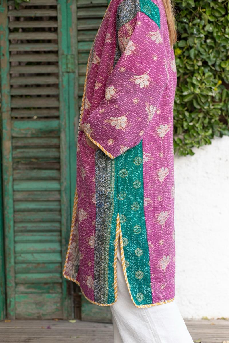 Reversible old kantha Kimono