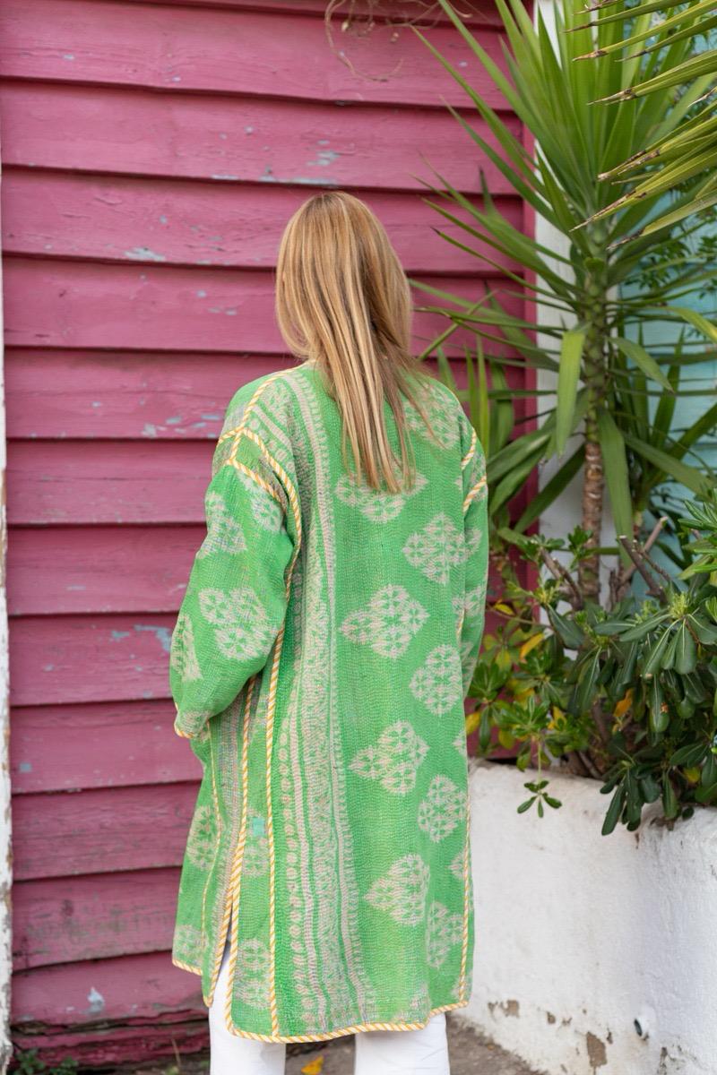 Reversible old kantha Kimono