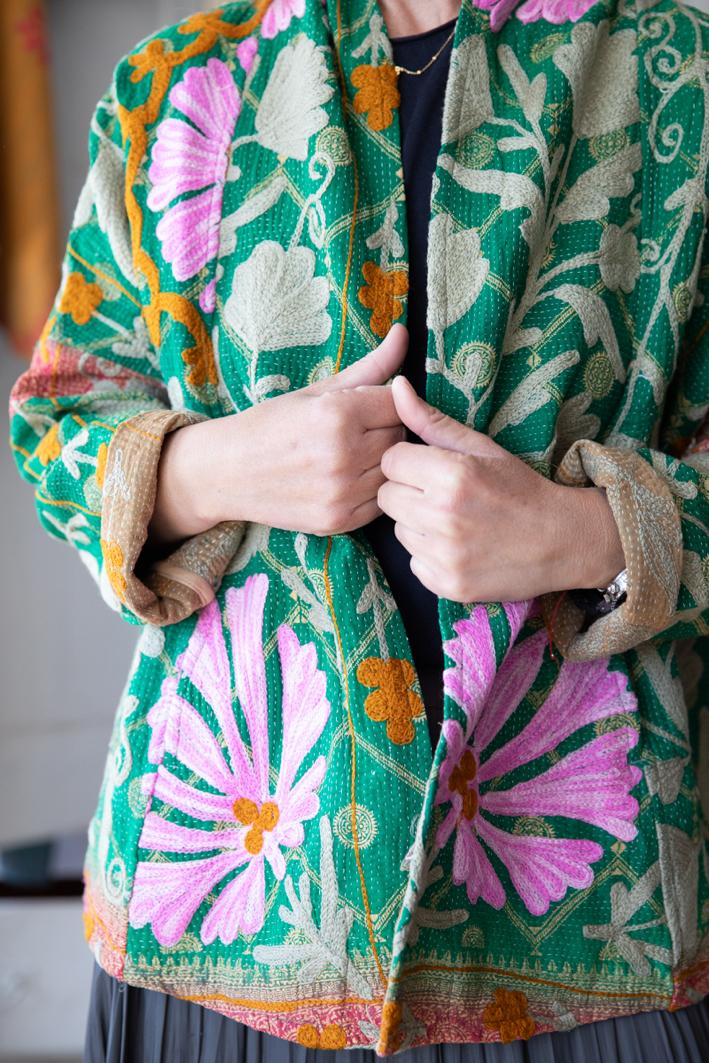 OLD KANTHA JACKET WITH EMBROIDERY