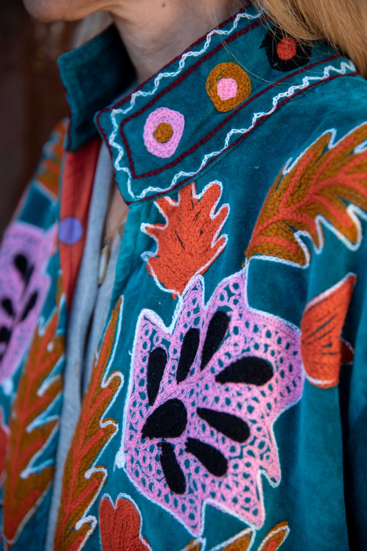 Velvet Embroidery Long Jacket