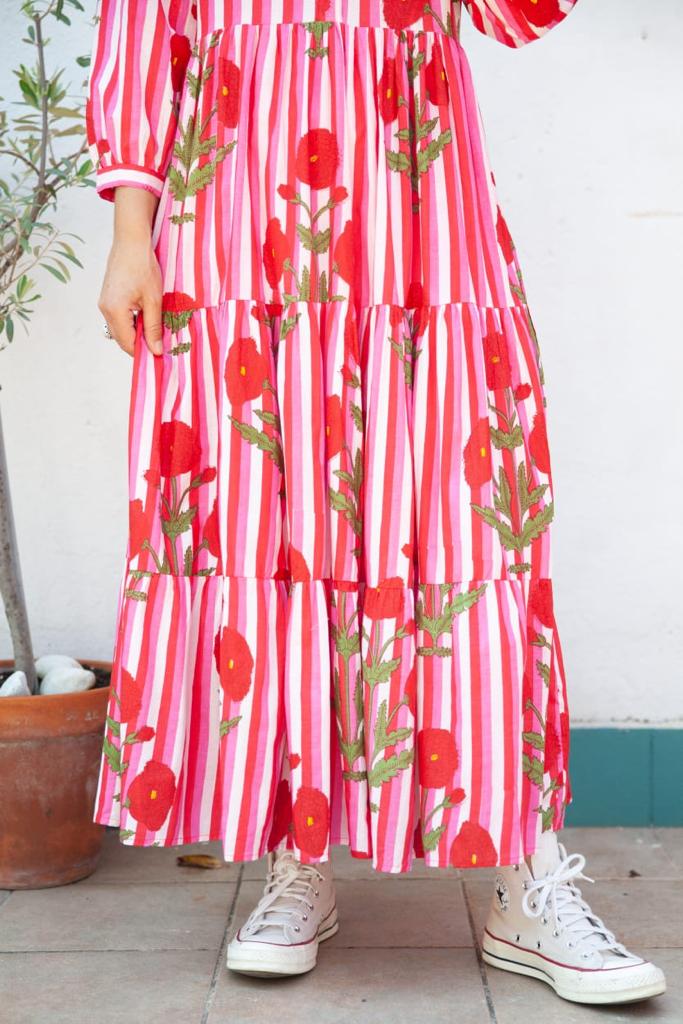 Loretta Stripes Red Dress