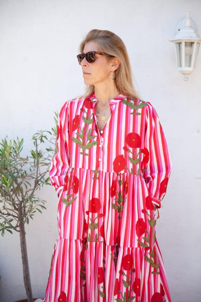 Loretta Stripes Red Dress