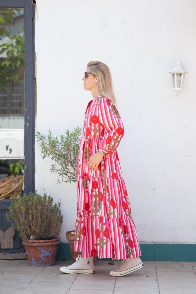 Loretta Stripes Red Dress