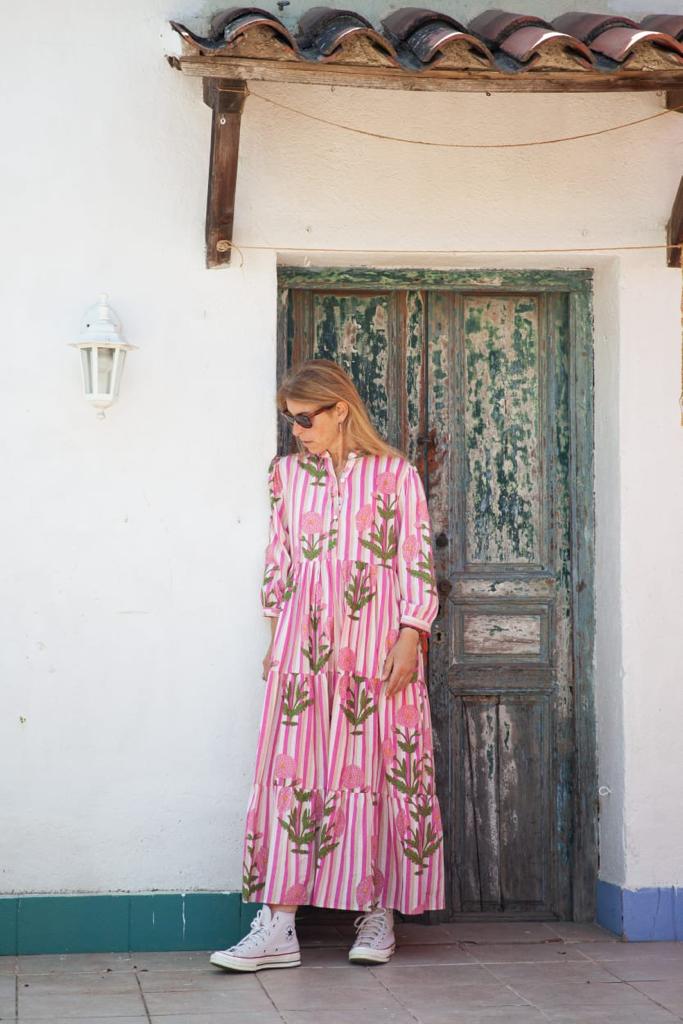 Loretta Stripes Pink Dress