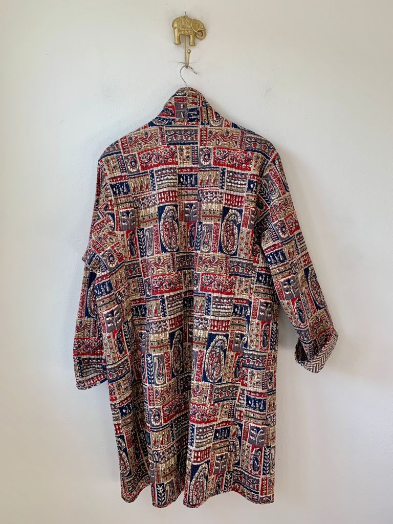 Block Print Quilted Kimono, Long