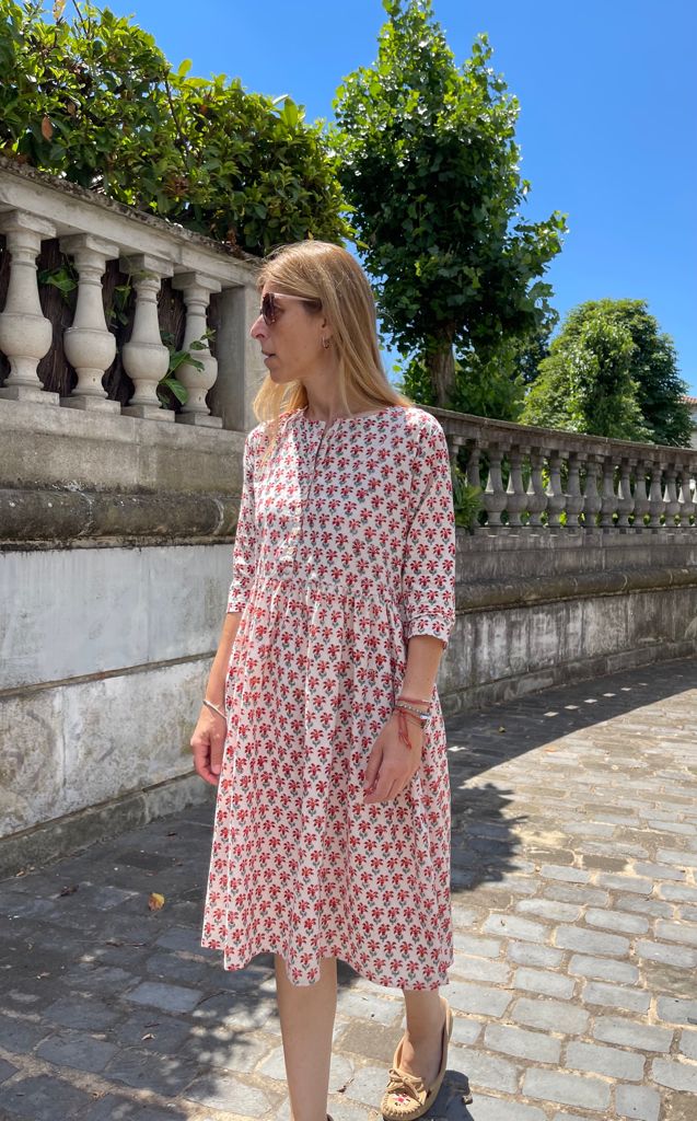 Block print midi dress