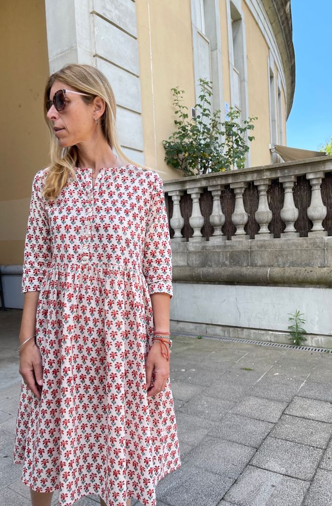 Block print midi dress