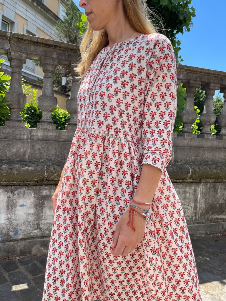 Block print midi dress