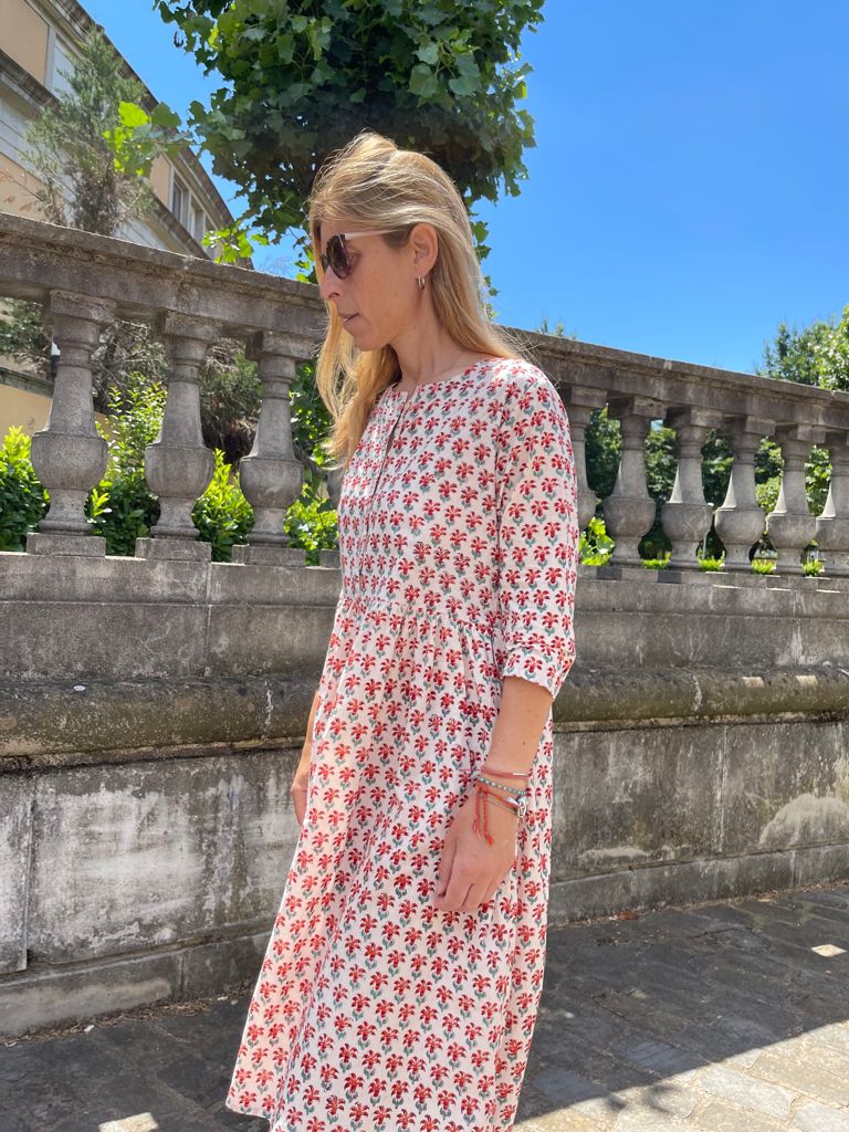 Block print midi dress