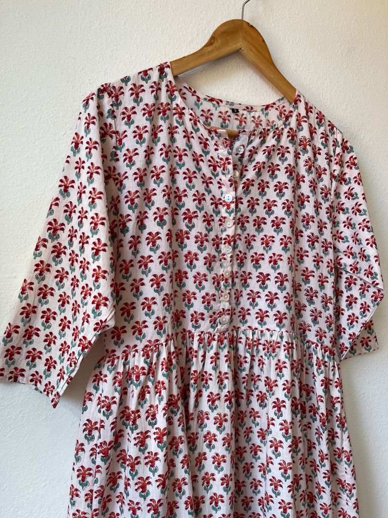 Block print midi dress