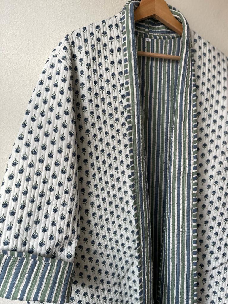 Block Print Quilted Reversible Kimono