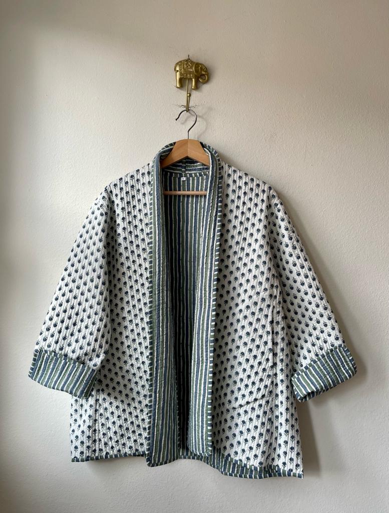 Block Print Quilted Reversible Kimono
